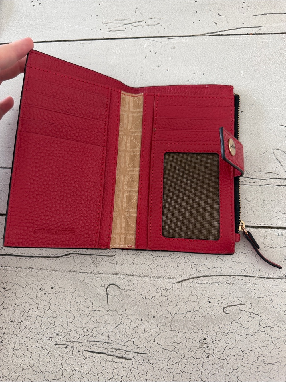 Lodis Red Pebbled Leather Zip Card Case - Picture 3 of 6